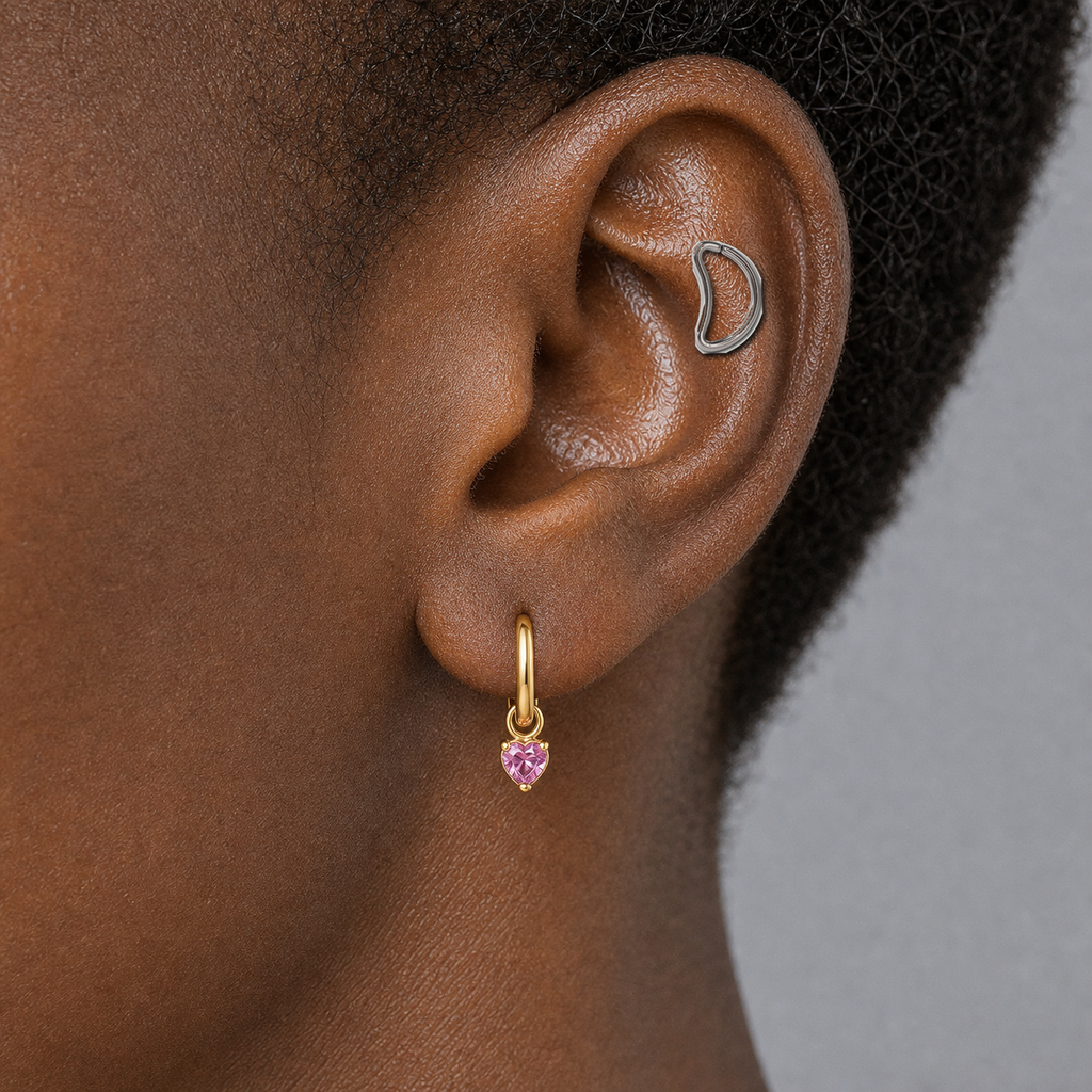 Implant Grade Titanium - Hoop - Silver - 16G (1.2 x 10 mm) - model wear view