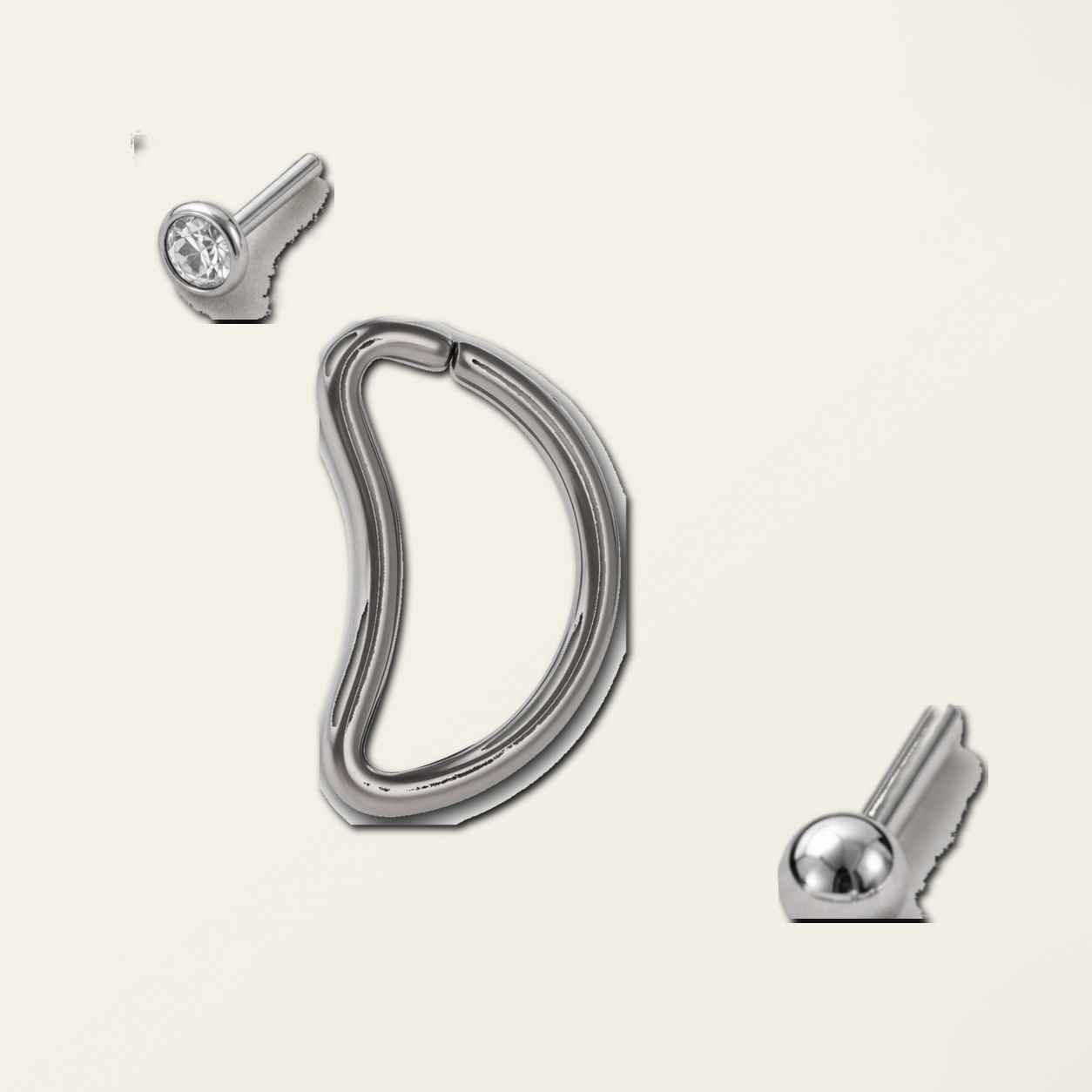 Implant Grade Titanium - Hoop - Silver - 16G (1.2 x 10 mm) - styling view