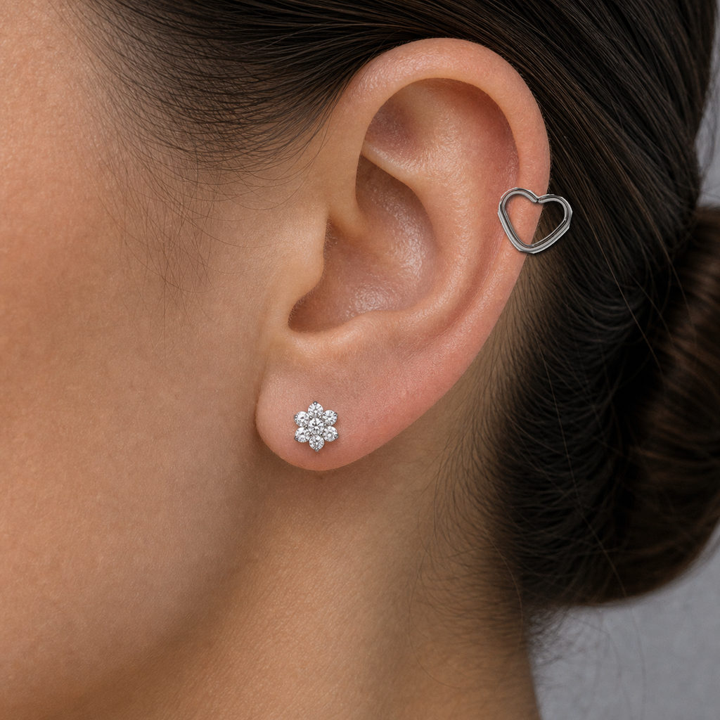 Implant Grade Titanium - Hoop - Silver - 16G (1.2 x 10 mm) - model wear view