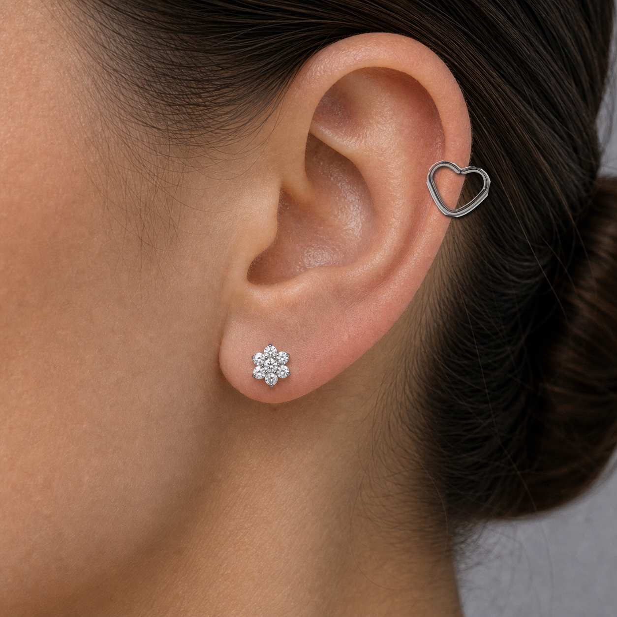 Implant Grade Titanium - Hoop - Silver - 16G (1.2 x 10 mm) - model wear view