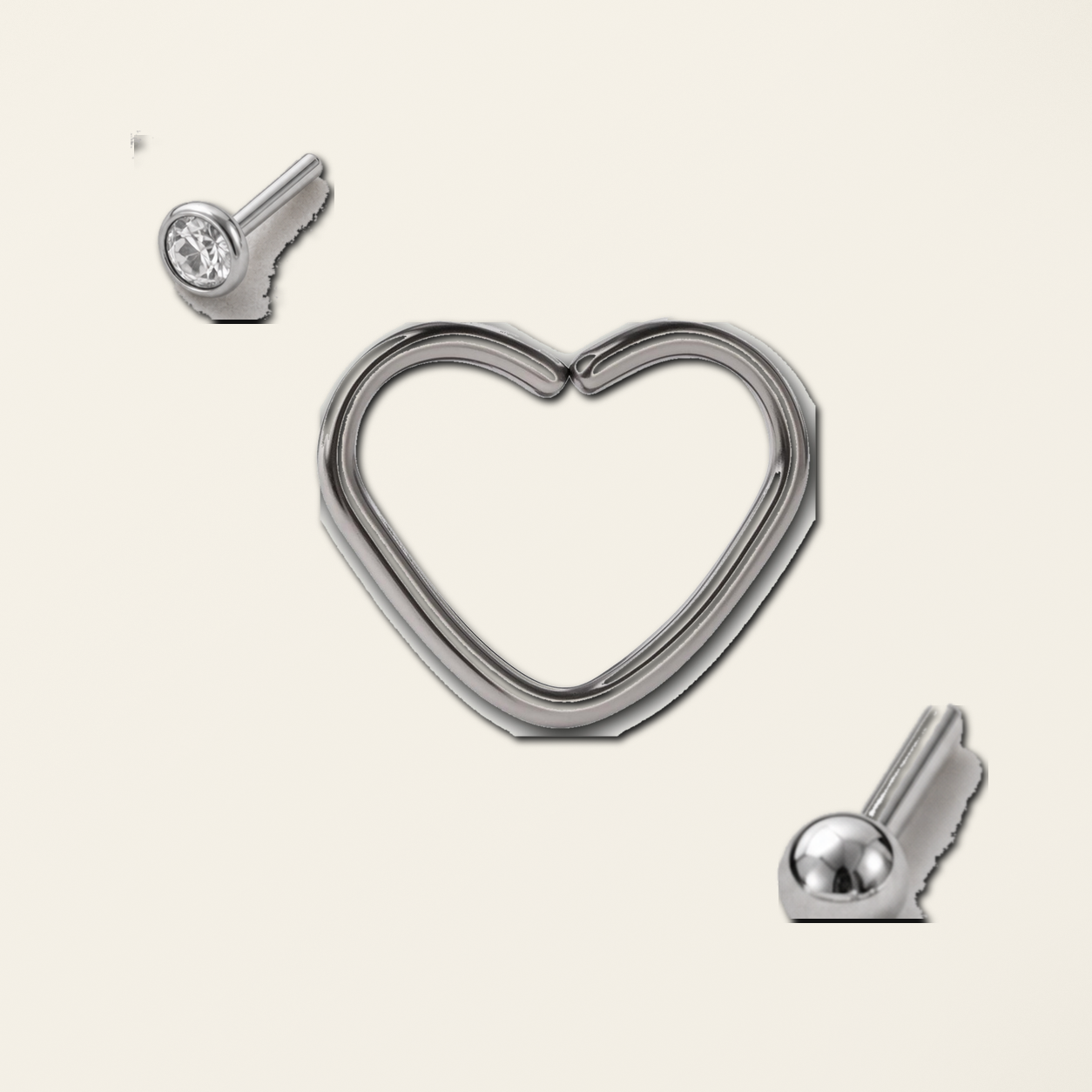 Implant Grade Titanium - Hoop - Silver - 16G (1.2 x 10 mm) - styling view