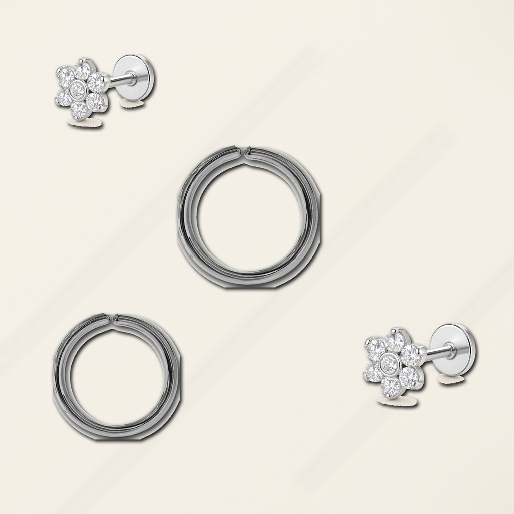 Implant Grade Titanium - Hoop - Silver - 20G (0.8 x 7 mm) - styling view