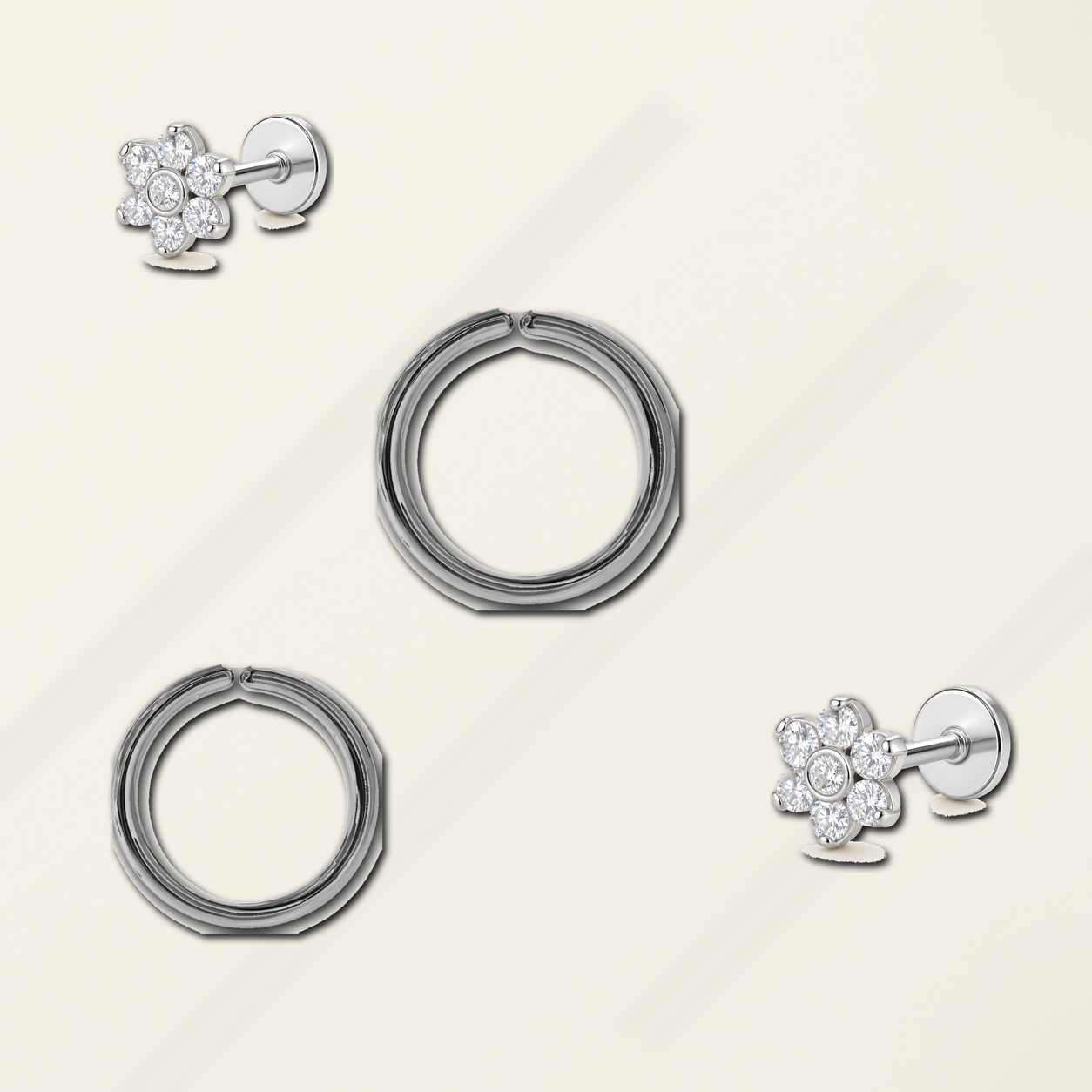 Implant Grade Titanium - Hoop - Silver - 20G (0.8 x 7 mm) - styling view