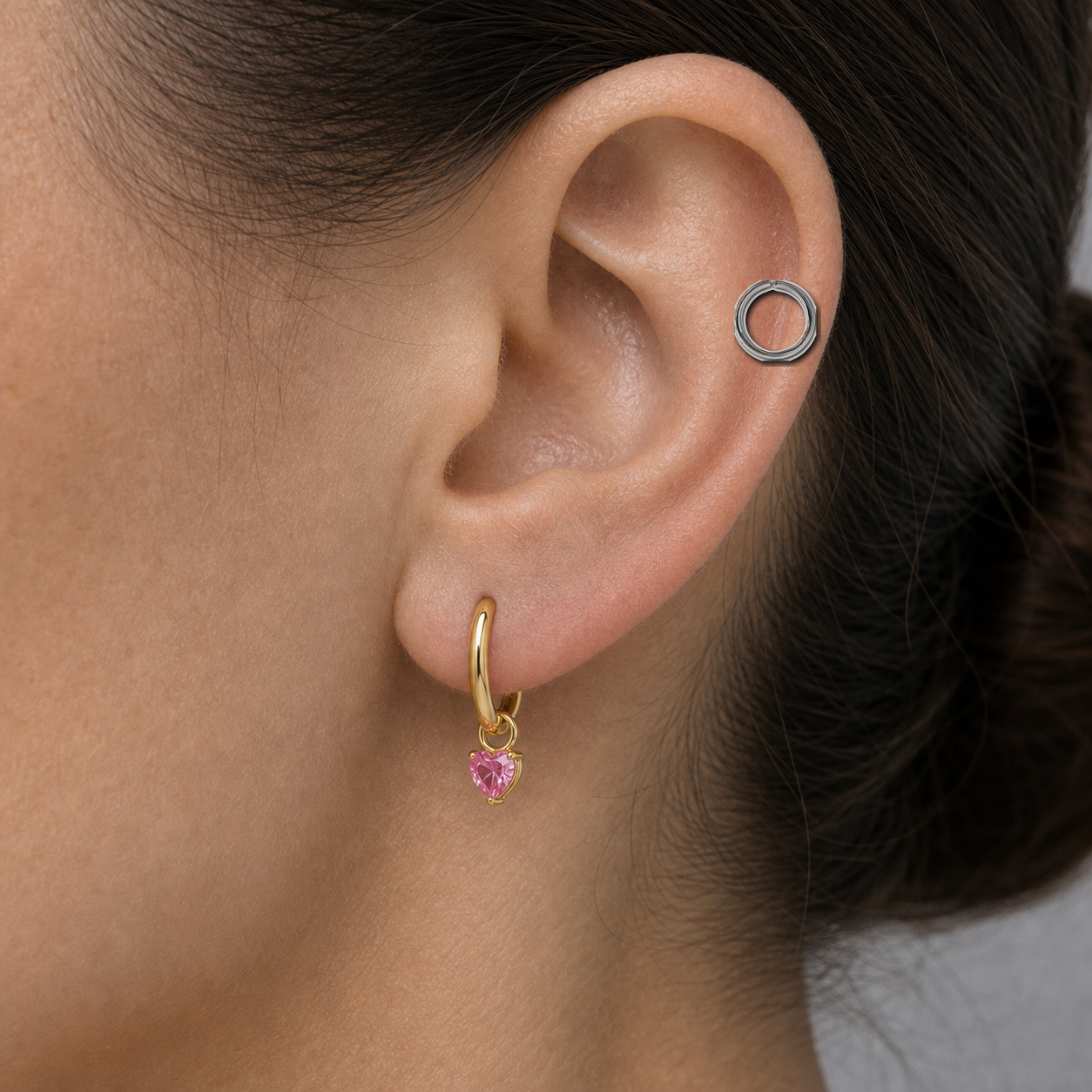 Implant Grade Titanium - Hoop - Silver - 20G (0.8 x 8 mm) - model wear view