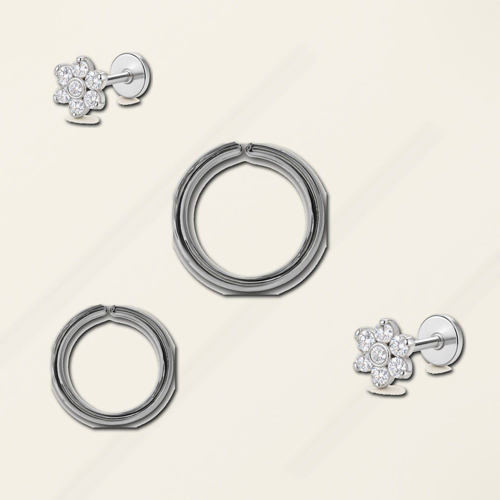 Implant Grade Titanium - Hoop - Silver - 20G (0.8 x 8 mm) - styling view