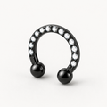 Implant Grade Titanium - Horseshoe - Black - Clear CZ - 16G (1.2 x 8+3+3 mm) - product view