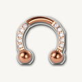 Implant Grade Titanium - Horseshoe - Rose Gold - Clear CZ - 16G (1.2 x 8+3+3 mm) - product view
