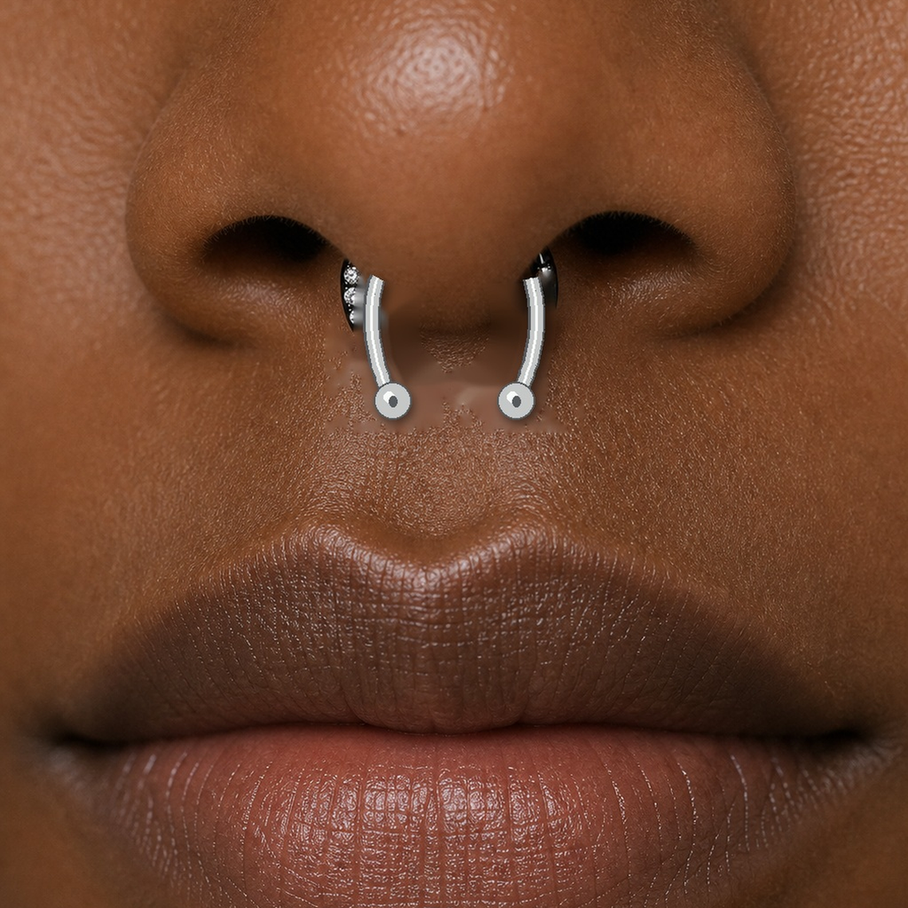Implant Grade Titanium - Horseshoe - Silver - 16G (1.2 x 10+3+3 mm) - model wear view