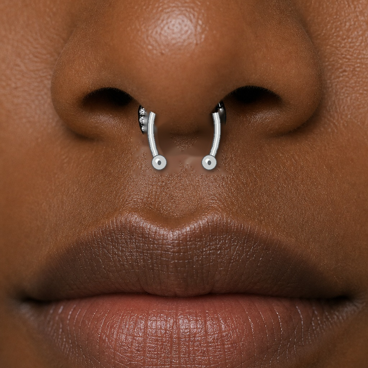 Implant Grade Titanium - Horseshoe - Silver - 16G (1.2 x 10 mm) - model wear view