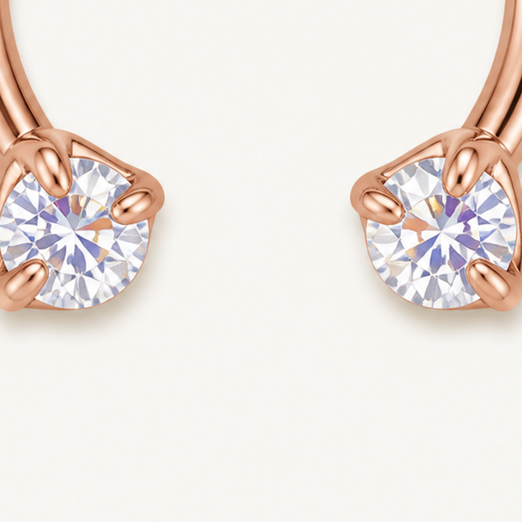 Implant Grade Titanium - Horseshoe - Rose Gold - ABCZ - 18G (1.0 x 8 mm) - detail view