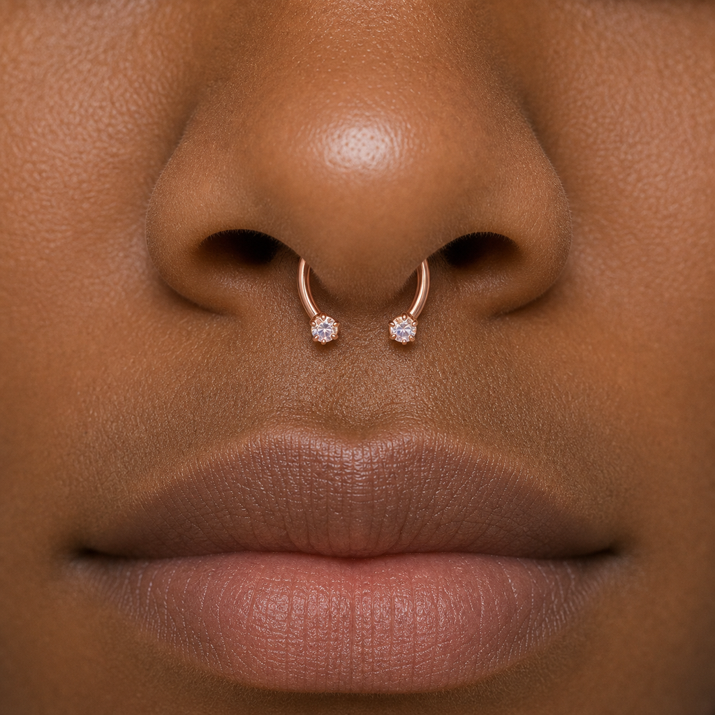 Implant Grade Titanium - Horseshoe - Rose Gold - ABCZ - 18G (1.0 x 8 mm) - model wear view
