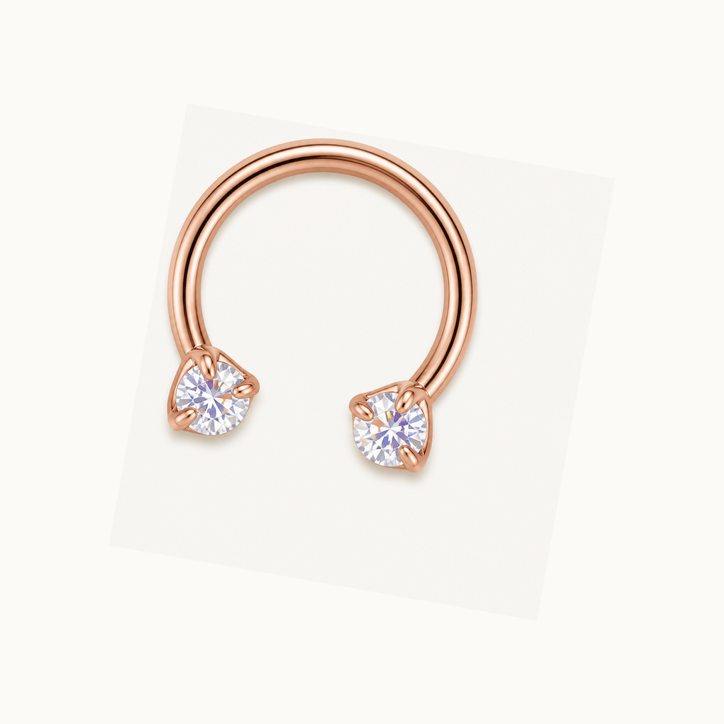 Implant Grade Titanium - Horseshoe - Rose Gold - ABCZ - 18G (1.0 x 8 mm) - detail view