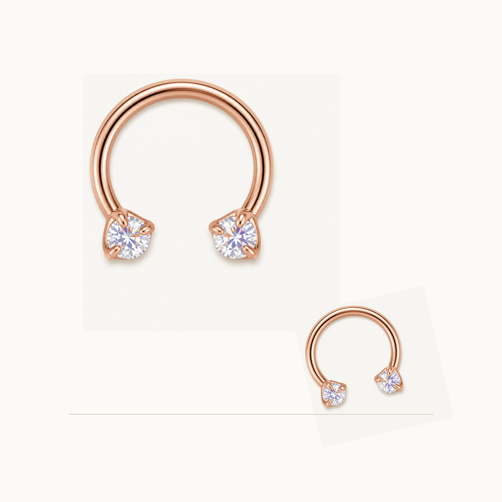 Implant Grade Titanium - Horseshoe - Rose Gold - ABCZ - 18G (1.0 x 8 mm) - styling view