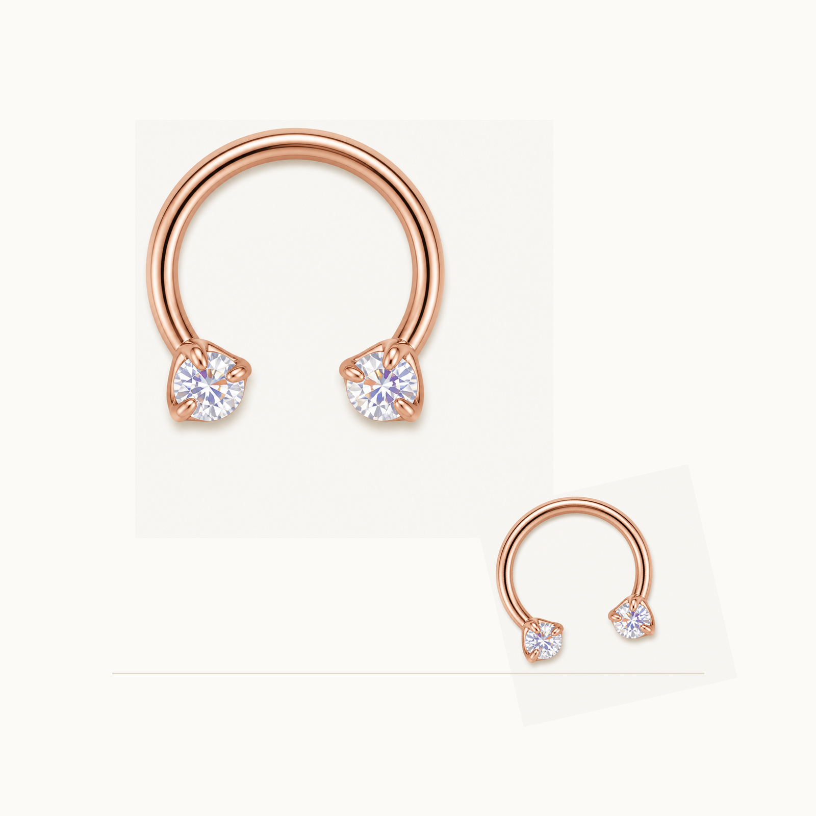 Implant Grade Titanium - Horseshoe - Rose Gold - ABCZ - 18G (1.0 x 8 mm) - styling view