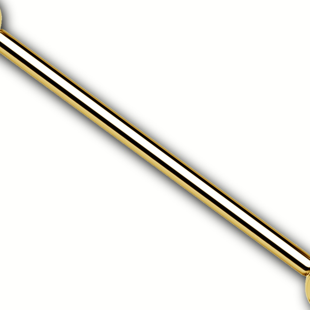 Implant Grade Titanium - Industrial Barbell - Gold - 14G (1.6 x 35+5+5 mm) - detail view