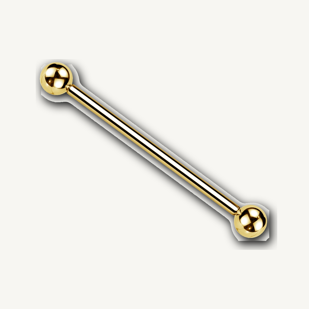 Implant Grade Titanium - Industrial Barbell - Gold - 14G (1.6 x 40+5+5 mm) - product view