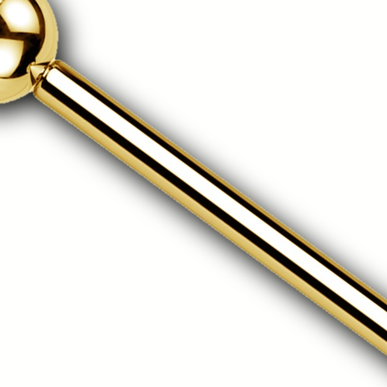 Implant Grade Titanium - Industrial Barbell - Gold - 14G (1.6 x 40+5+5 mm) - detail view