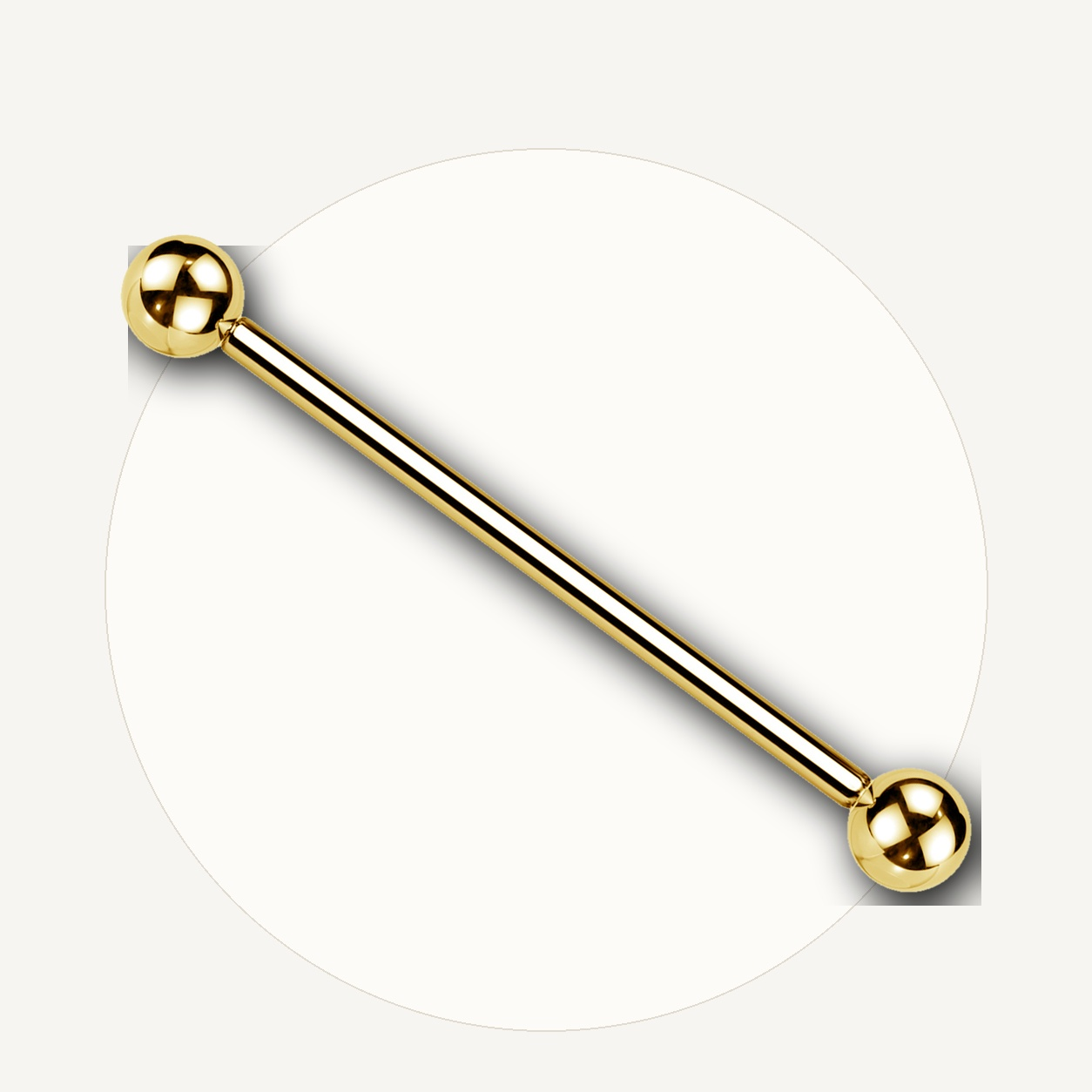 Implant Grade Titanium - Industrial Barbell - Gold - 14G (1.6 x 40+5+5 mm) - styling view