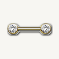 Implant Grade Titanium - Nipple Ring - 24K Gold - Clear CZ - 14G (1.6 x 14+4+4 mm) - product view