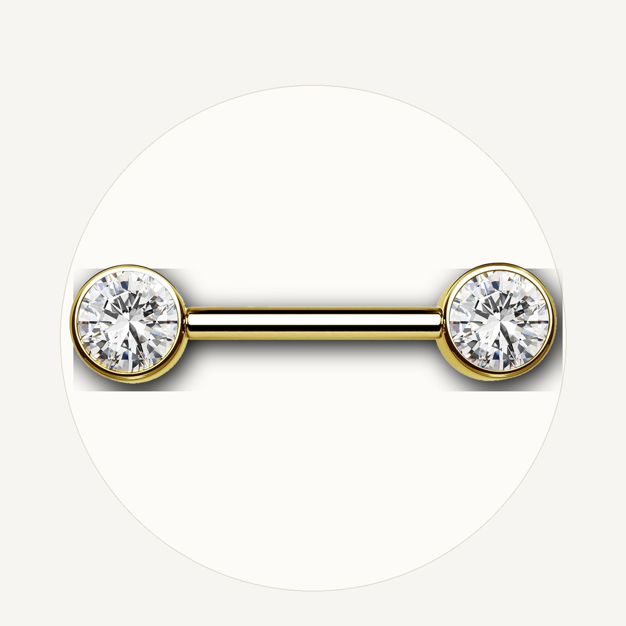 Implant Grade Titanium - Nipple Ring - 24K Gold - Clear CZ - 14G (1.6 x 14+4+4 mm) - styling view