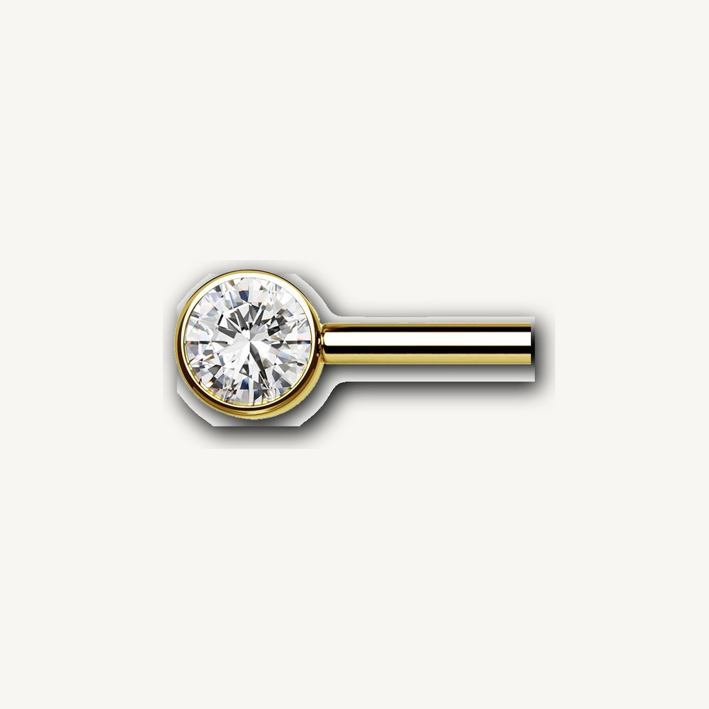 Implant Grade Titanium - Nipple Ring - Gold - Clear CZ - 14G (1.6 x 10+5+5 mm) - detail view