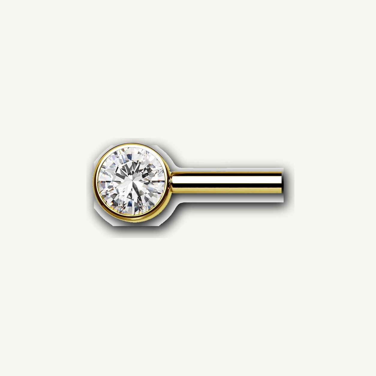 Implant Grade Titanium - Nipple Ring - Gold - Clear CZ - 14G (1.6 x 10+5+5 mm) - detail view