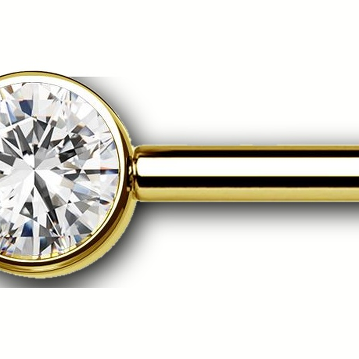Implant Grade Titanium - Nipple Ring - Gold - Clear CZ - 14G (1.6 x 10+5+5 mm) - detail view