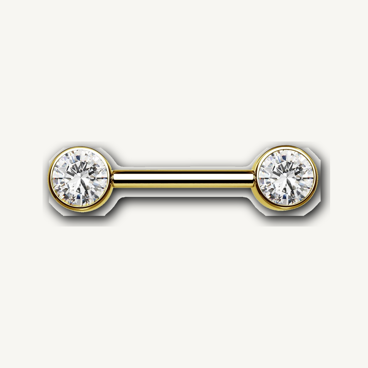 Implant Grade Titanium - Nipple Ring - Gold - Clear CZ - 14G (1.6 x 14+5+5 mm) - product view