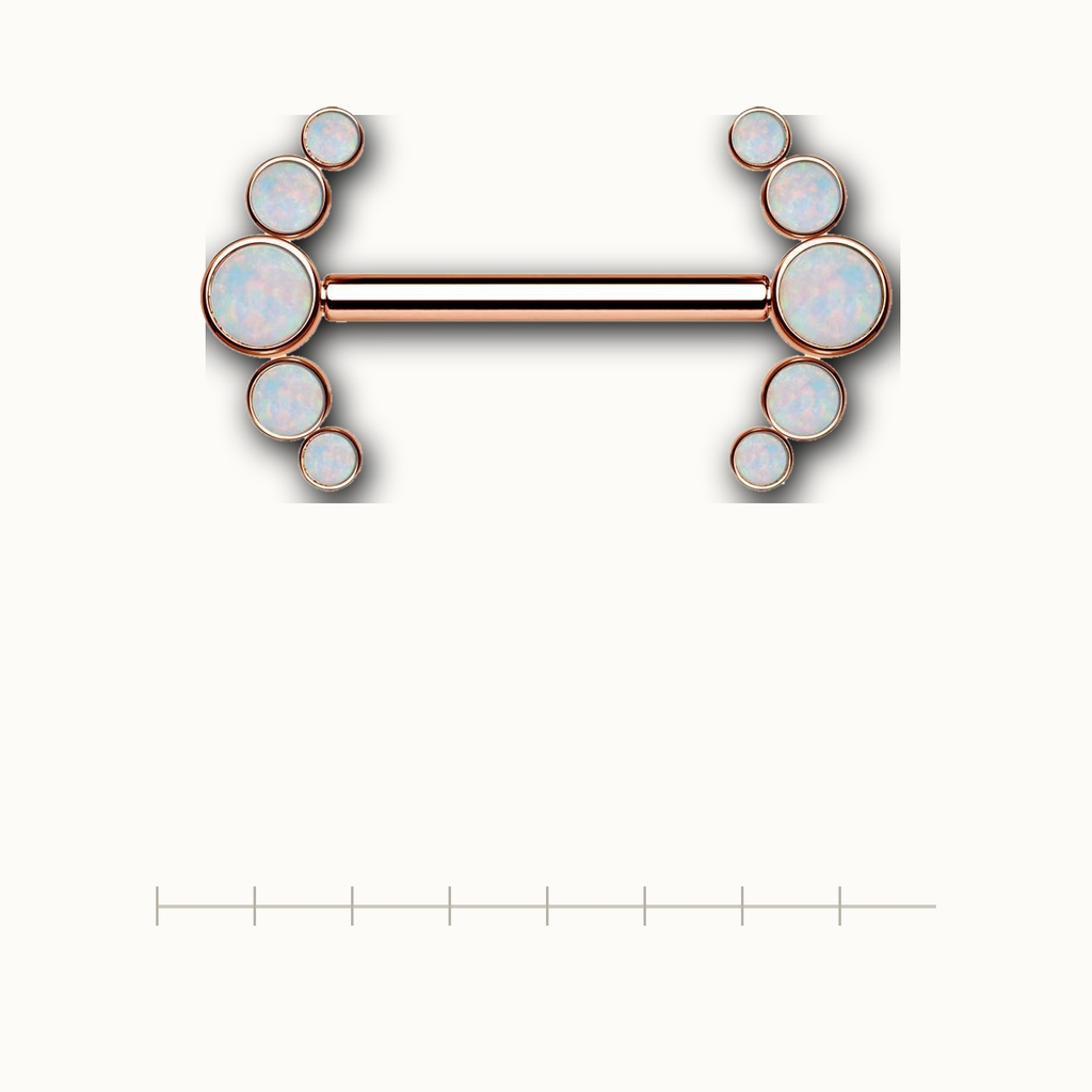 Implant Grade Titanium - Nipple Ring - Rose Gold - OP17 - 14G (1.6 x 14 mm) - scale view