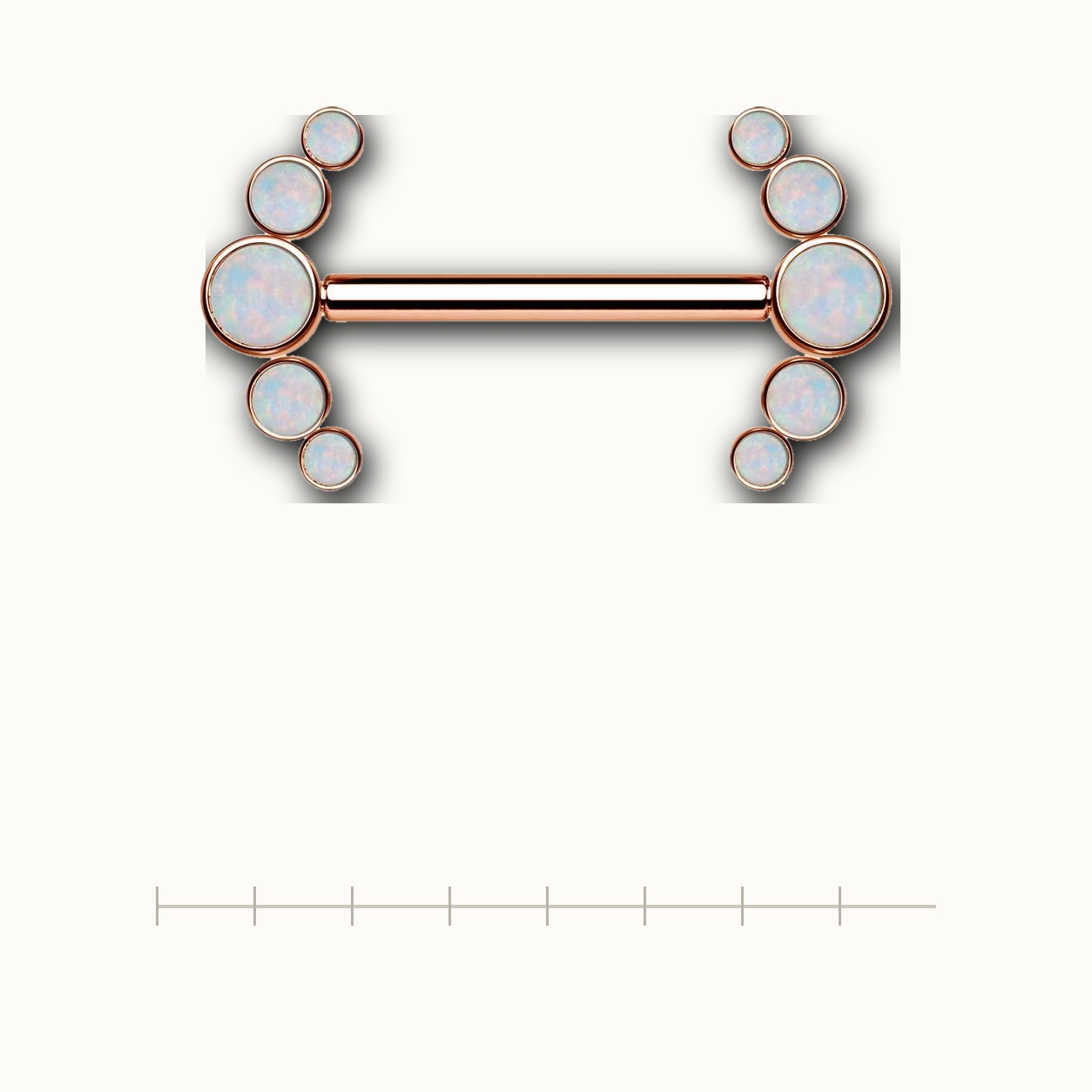 Implant Grade Titanium - Nipple Ring - Rose Gold - OP17 - 14G (1.6 x 14 mm) - scale view