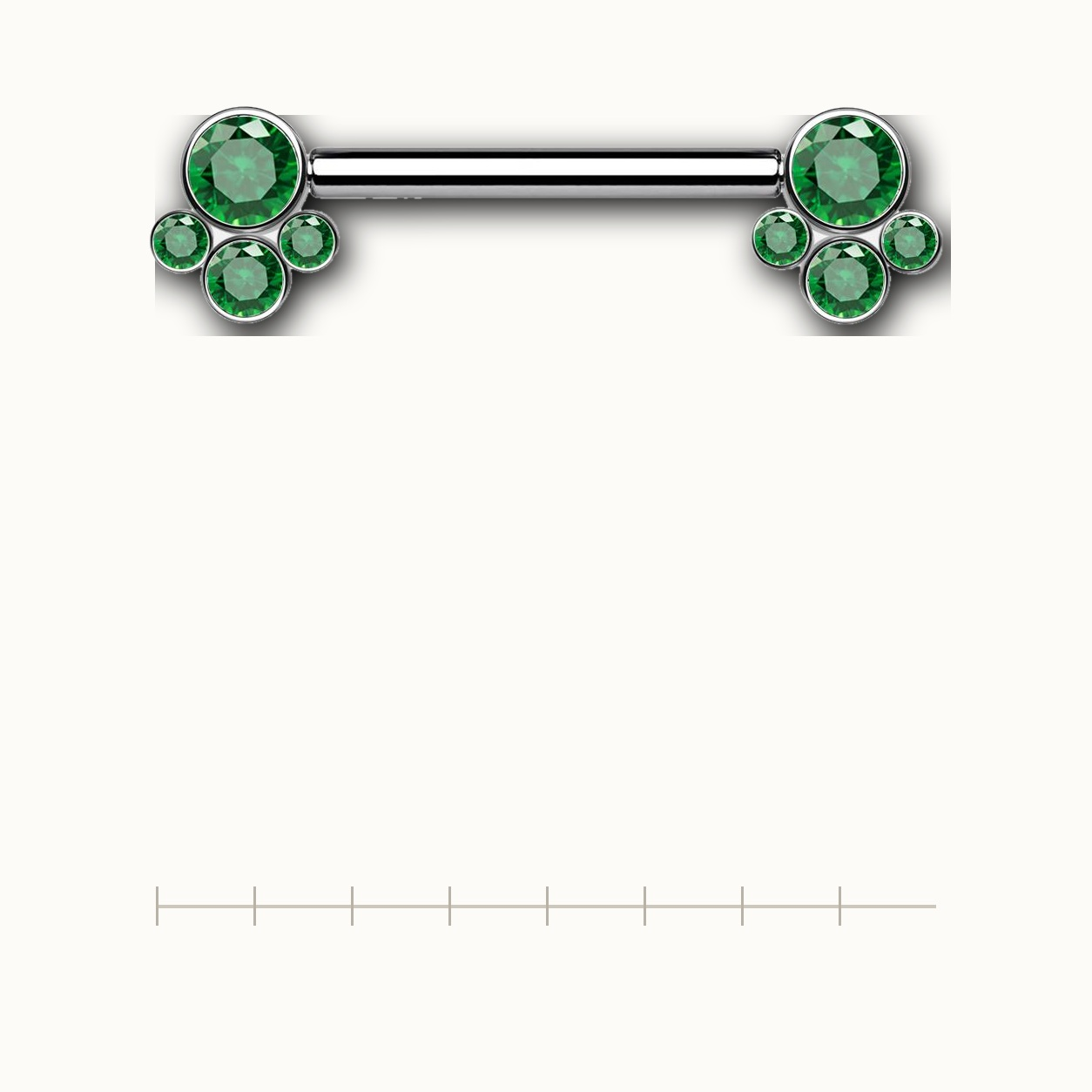 Implant Grade Titanium - Nipple Ring - Silver - GRCZ - 14G (1.6 x 14 mm) - scale view