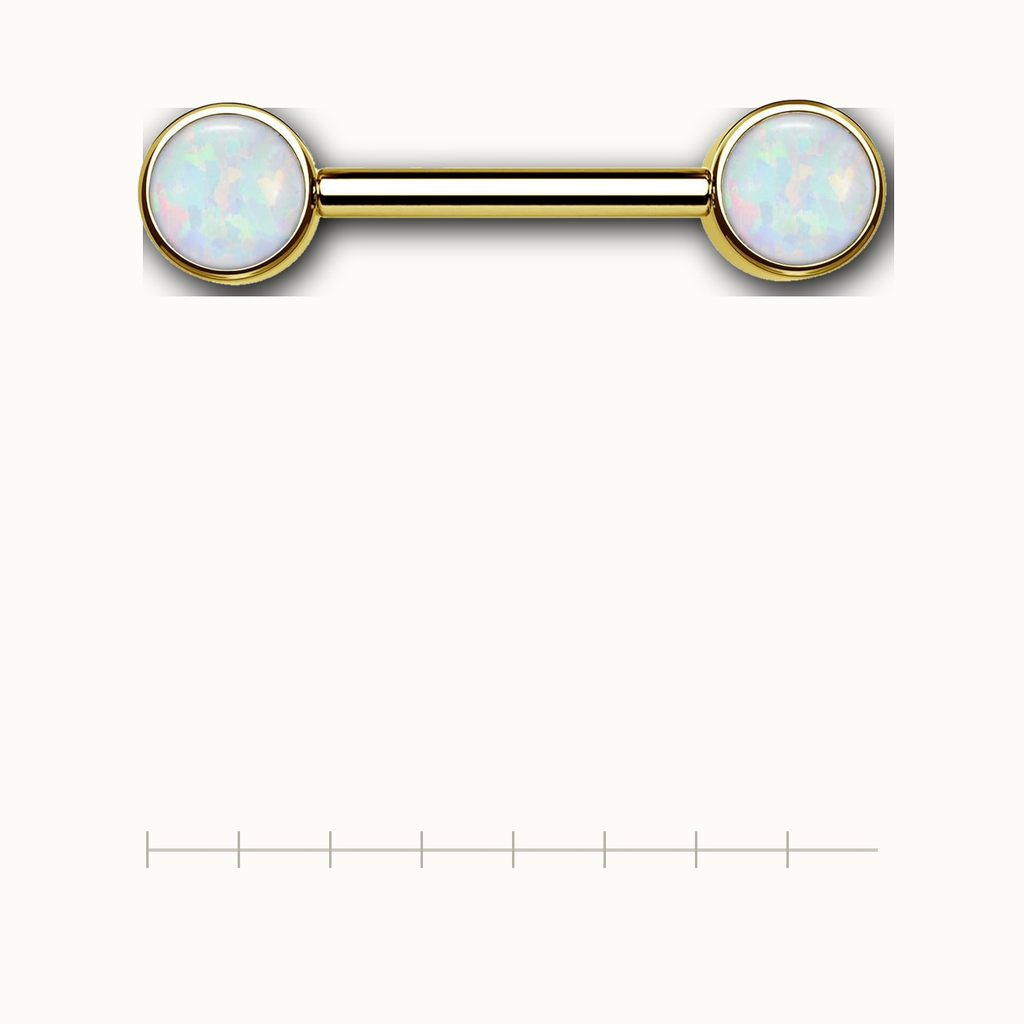 Implant Grade Titanium - Nipple Ring - Gold - OP17 - 14G (1.6 x 12+5+5 mm) - scale view