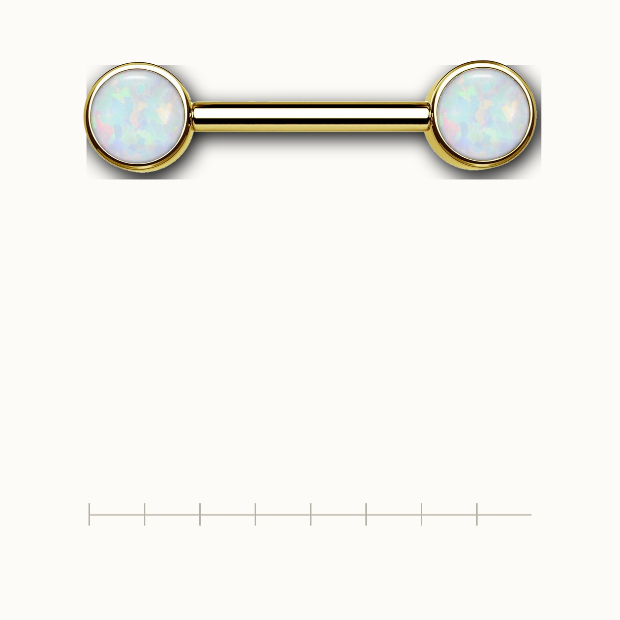 Implant Grade Titanium - Nipple Ring - Gold - OP17 - 14G (1.6 x 12+5+5 mm) - scale view