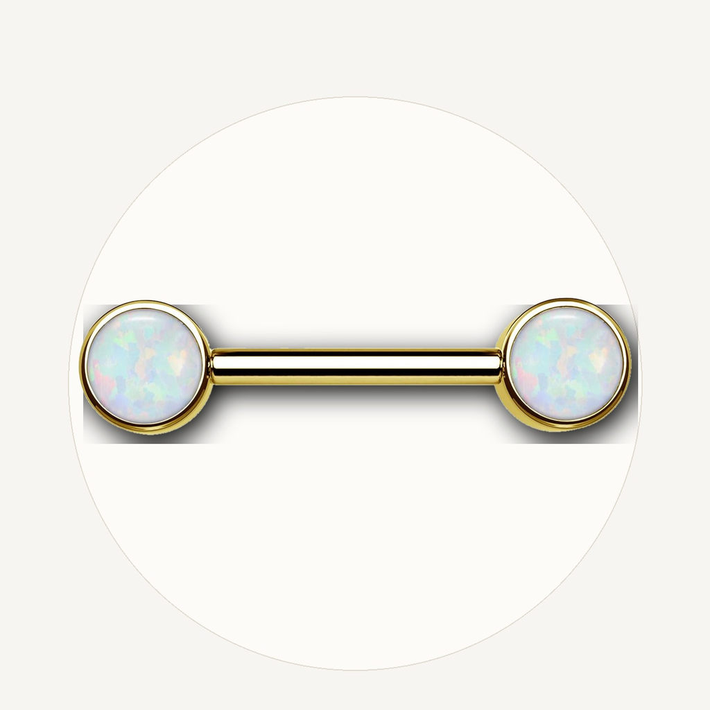 Implant Grade Titanium - Nipple Ring - Gold - OP17 - 14G (1.6 x 12+5+5 mm) - styling view