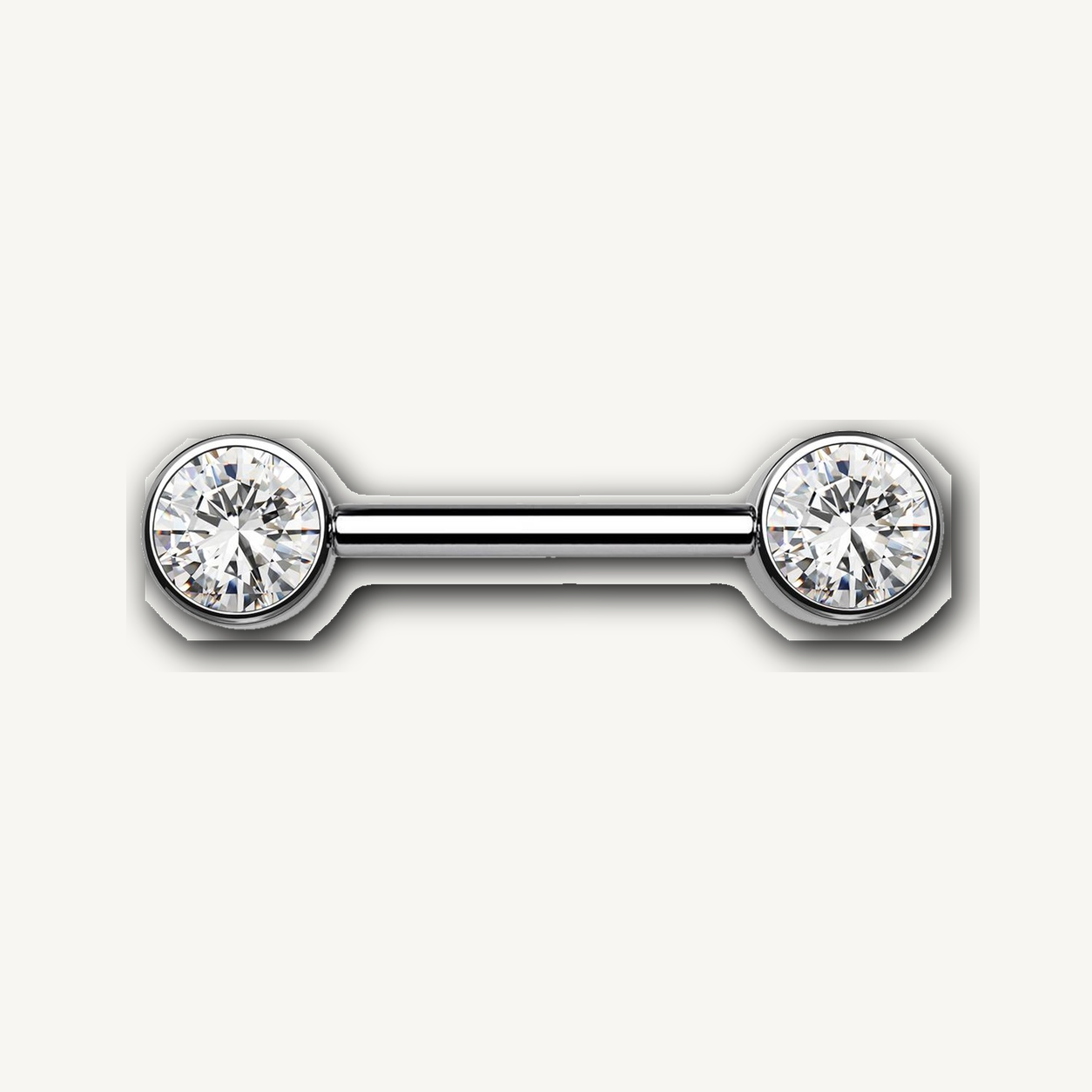 Implant Grade Titanium - Nipple Ring - Silver - Clear CZ - 14G (1.6 x 14+5+5 mm) - product view