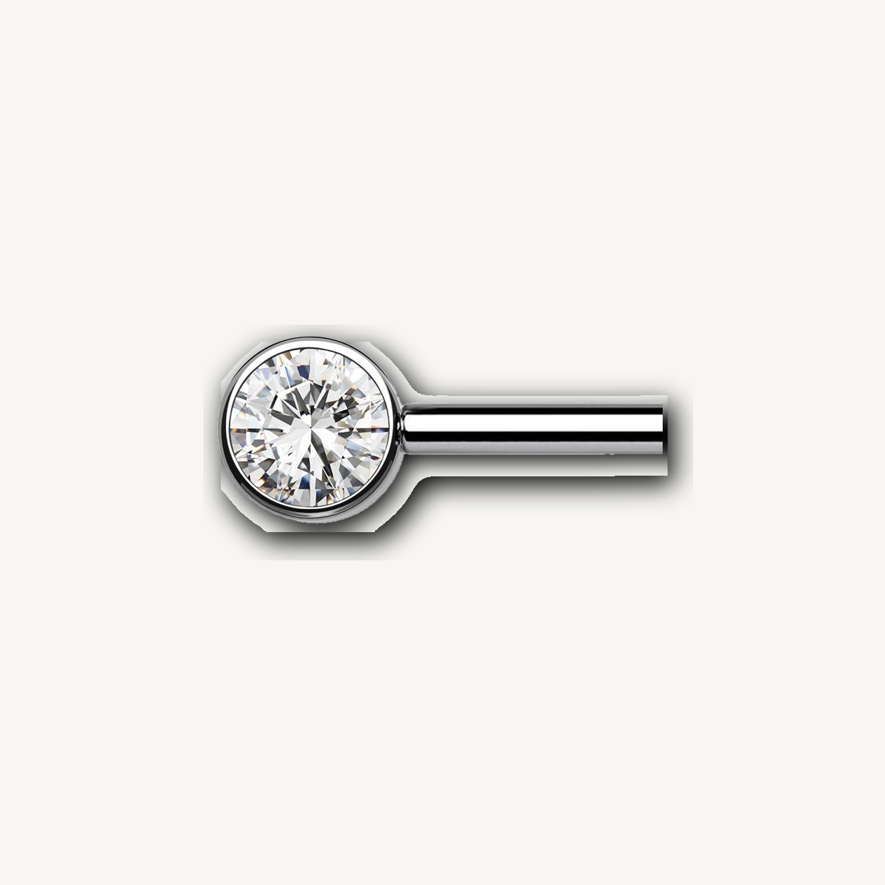Implant Grade Titanium - Nipple Ring - Silver - Clear CZ - 14G (1.6 x 14+5+5 mm) - detail view