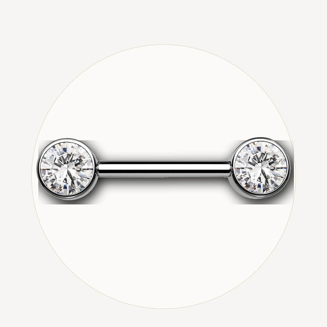 Implant Grade Titanium - Nipple Ring - Silver - Clear CZ - 14G (1.6 x 14+5+5 mm) - styling view