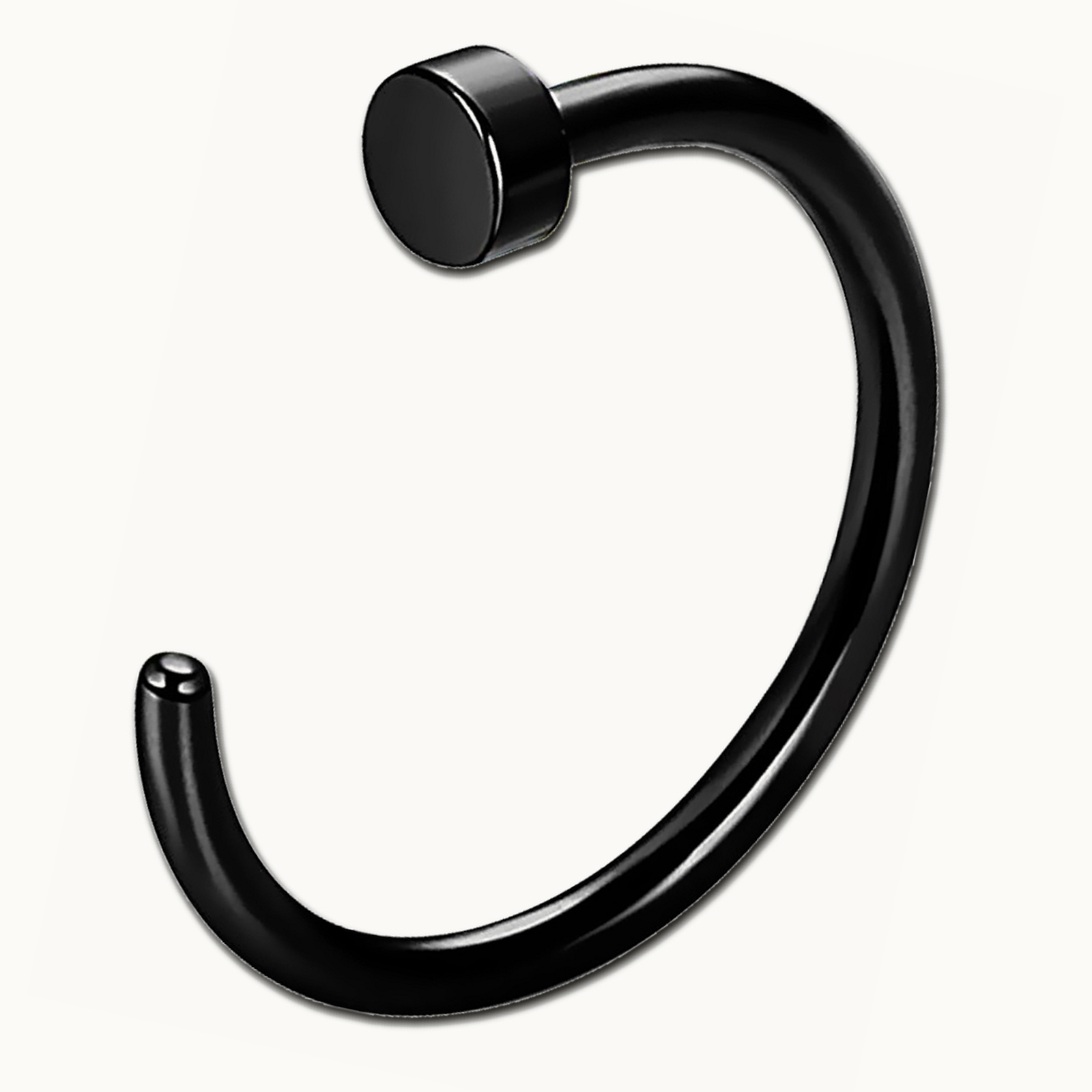 Implant Grade Titanium - Nose Stud / Nose Ring - Black - 18G (1.0 x 8 mm) - gallery view