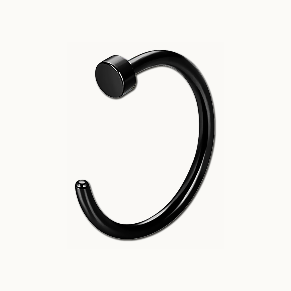 Implant Grade Titanium - Nose Stud / Nose Ring - Black - 18G (1.0 x 8 mm) - gallery view