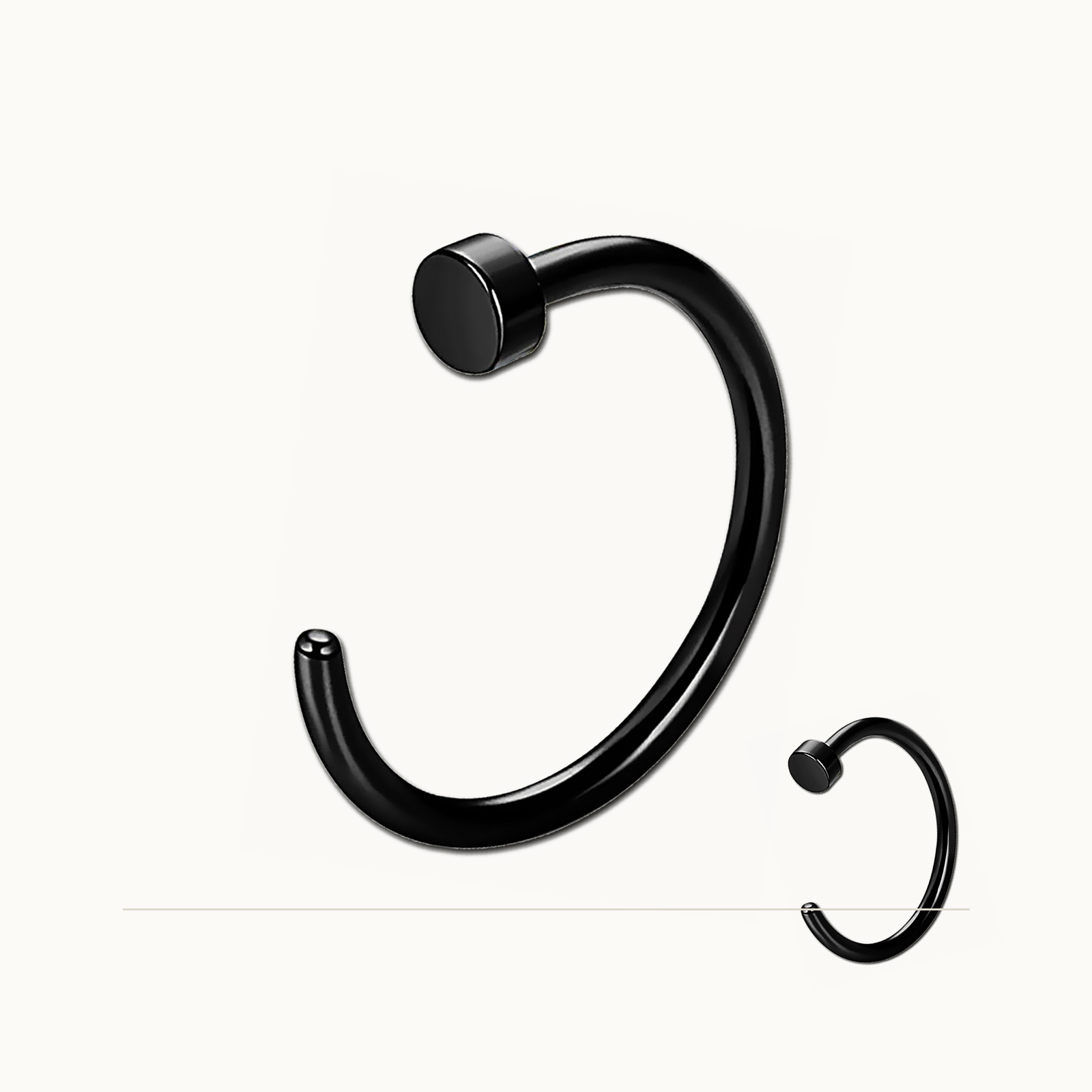Implant Grade Titanium - Nose Stud / Nose Ring - Black - 18G (1.0 x 8 mm) - styling view