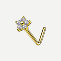 Implant Grade Titanium - Nose Stud / Nose Ring - Gold - Clear CZ - 20G (0.8 x 7 mm) - product view