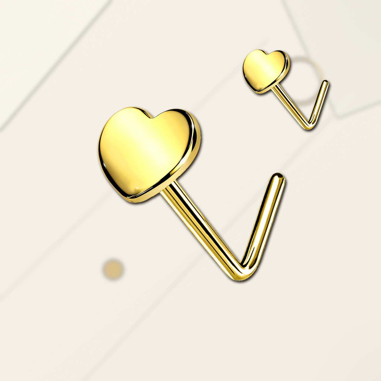 Implant Grade Titanium - Nose Stud / Nose Ring - Gold - 20G (0.8 x 7 mm) - styling view