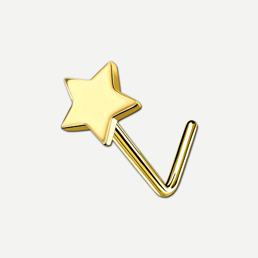 Implant Grade Titanium - Nose Stud / Nose Ring - Gold - 20G (0.8 x 7 mm) - product view