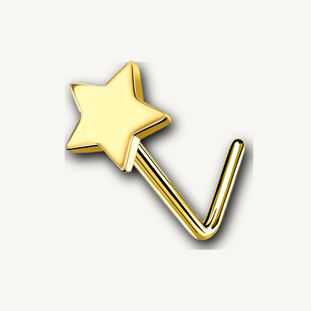 Implant Grade Titanium - Nose Stud / Nose Ring - Gold - 20G (0.8 x 7 mm) - detail view