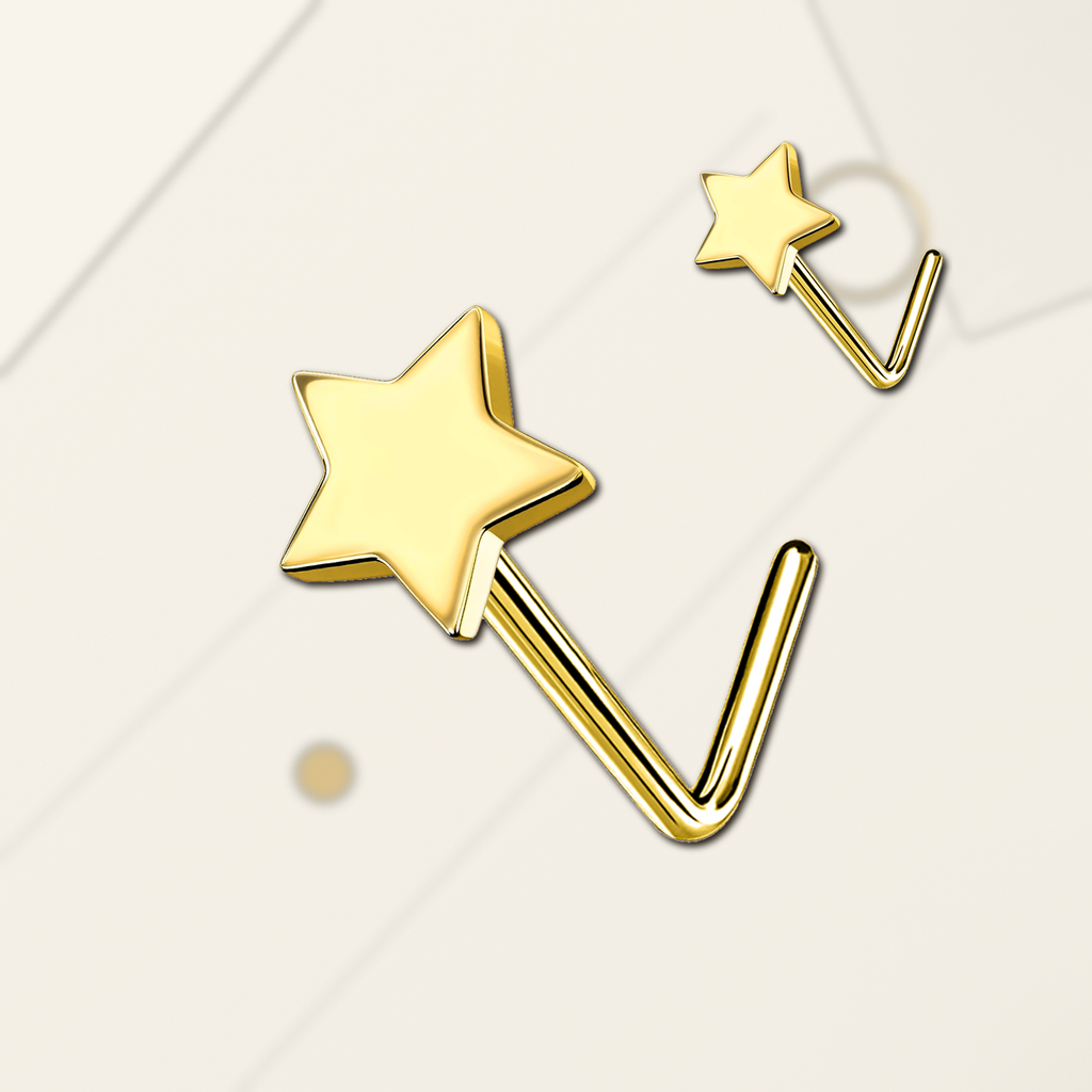 Implant Grade Titanium - Nose Stud / Nose Ring - Gold - 20G (0.8 x 7 mm) - styling view