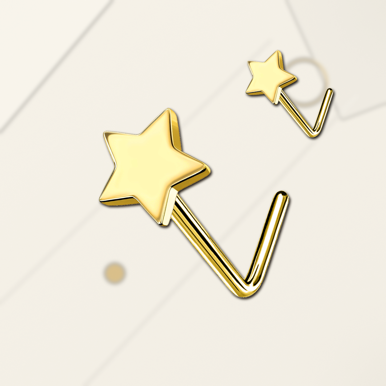 Implant Grade Titanium - Nose Stud / Nose Ring - Gold - 20G (0.8 x 7 mm) - styling view