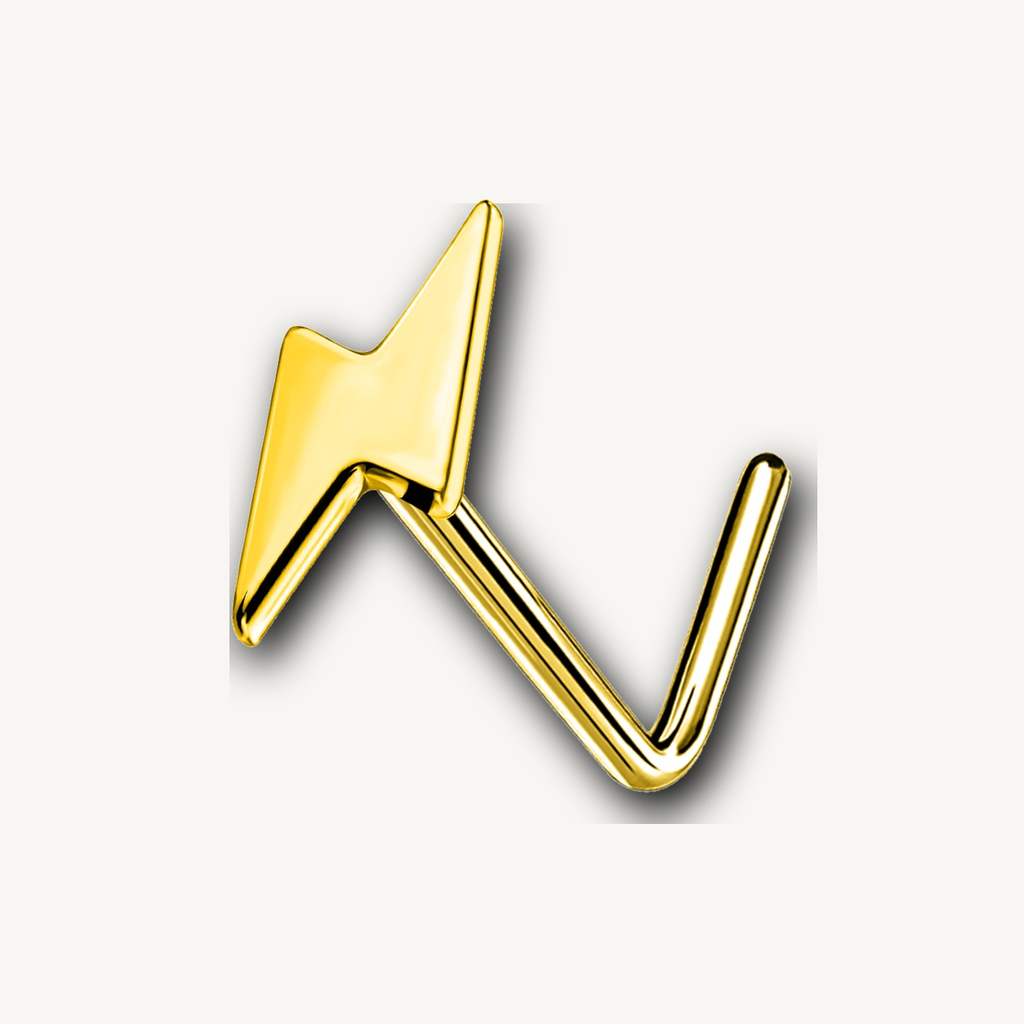 Implant Grade Titanium - Nose Stud / Nose Ring - Gold - 20G (0.8 x 7 mm) - detail view