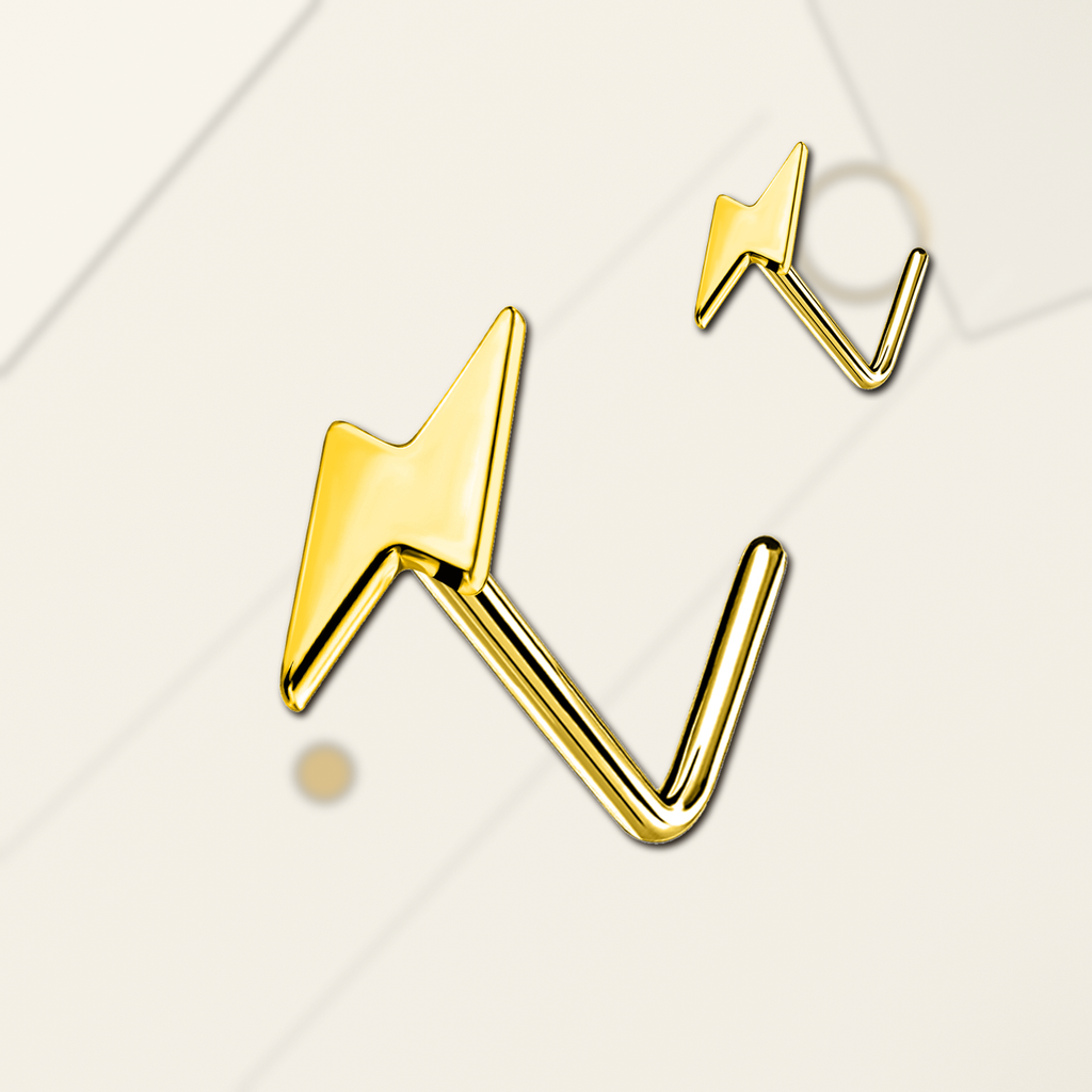 Implant Grade Titanium - Nose Stud / Nose Ring - Gold - 20G (0.8 x 7 mm) - styling view