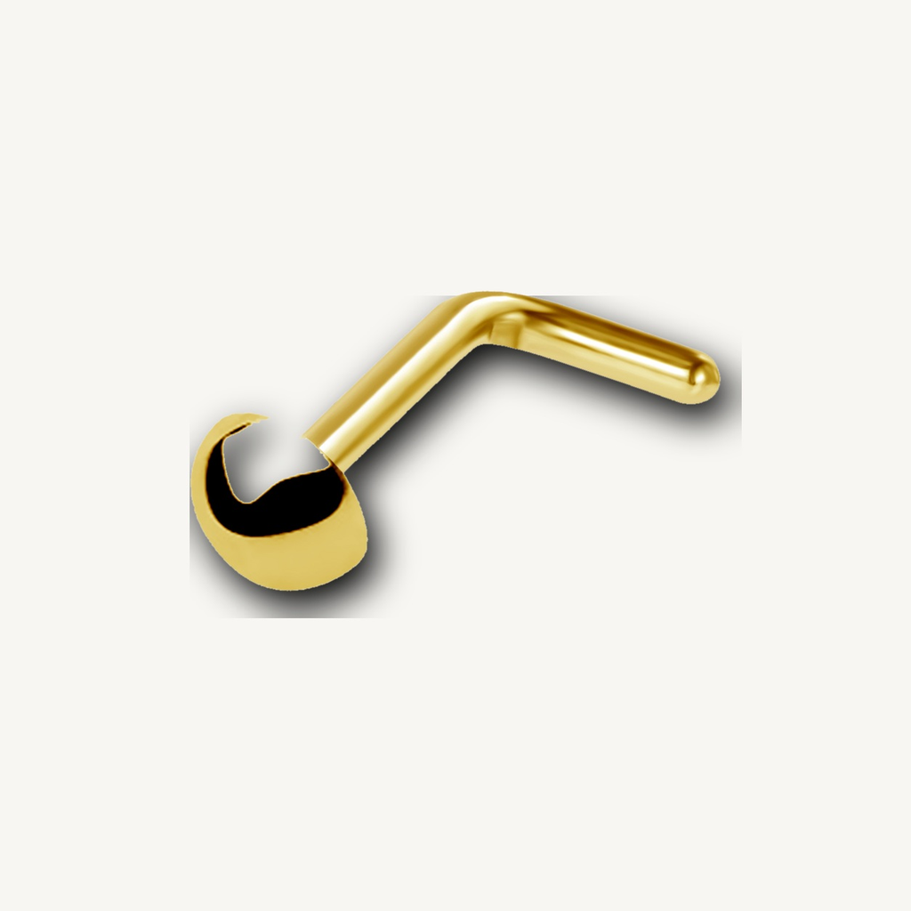 Implant Grade Titanium - Nose Stud / Nose Ring - Gold - 20G (0.8 x 7 mm) - detail view
