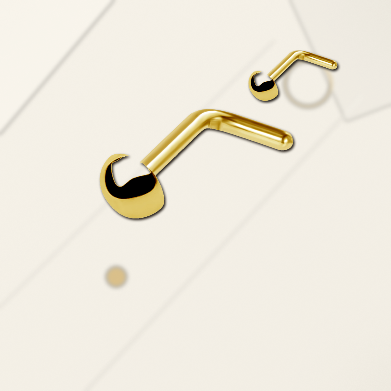 Implant Grade Titanium - Nose Stud / Nose Ring - Gold - 20G (0.8 x 7 mm) - styling view